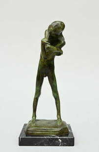 George Minne (1898): bronze statue 'Le petit blessÈ' (bronze H24.5cm) (*): George Minne (1898): bronze statue 'Le petit blessÈ' (bronze H24.5cm) (*)