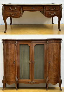 Office table with display case in Louis XV style: Office table with display case in Louis XV style