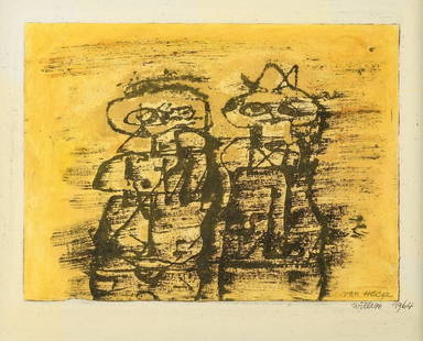 Willem Van Hecke 1964: mixed media '2 figures': Willem Van Hecke 1964: mixed media '2 figures'