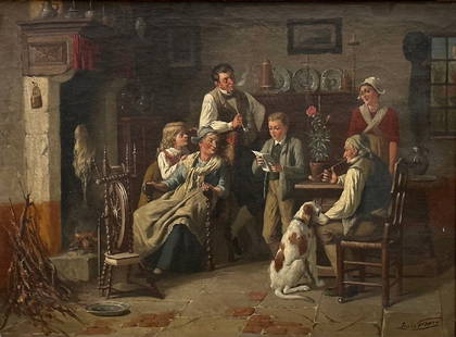 Lucien Gerard: painting (o/c) 'interior scene': Lucien Gerard: painting (o/c) 'interior scene'