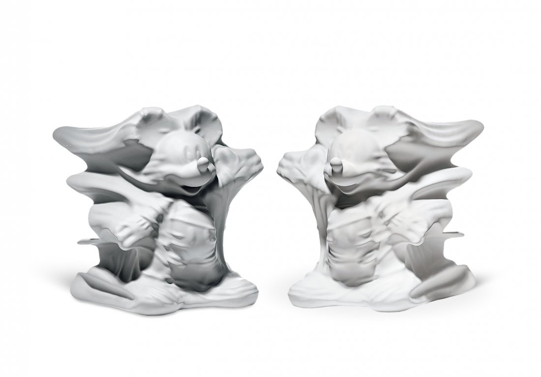 Daniel Arsham Hollow Mickey (White & Grey), 2019: DANIEL ARSHAM (AMERICAN, B. 1980) HOLLOW MICKEY (WHITE & GREY), 2019 H.31.5 x 31 x 32 cm.(each), Condition Report Grade 1-1.5 cast resin sculpture with the original presentation box edition:"306"/500