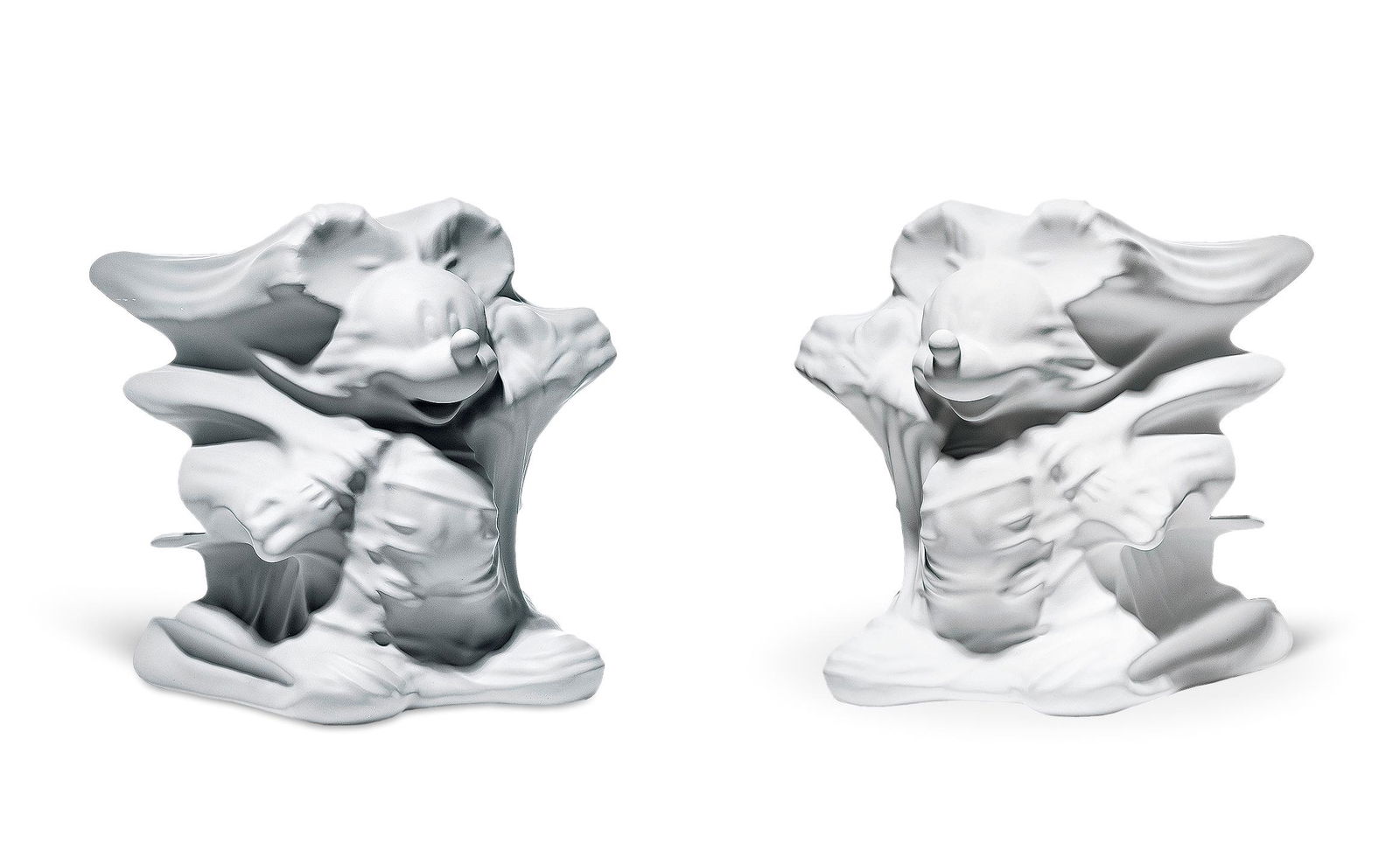 DANIEL ARSHAM Hollow Mickey (White & Grey), 2019: DANIEL ARSHAM (AMERICAN, B. 1980) Hollow Mickey (White & Grey), 2019 Cast resin sculpture with the original presentation box edition:"306"/500 (White); 187/500 (Grey) H.31.5 x 31 x 32 cm. (12 3/8 x 12