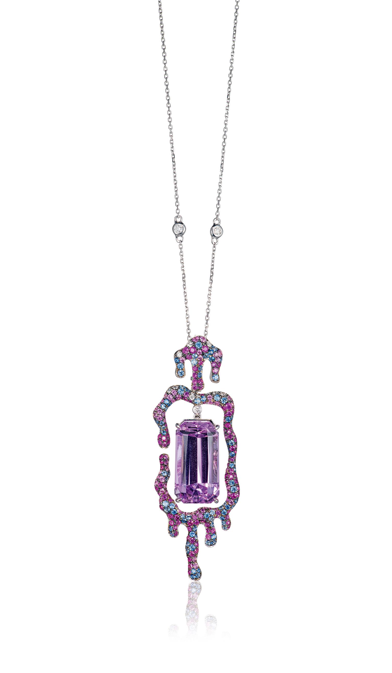 A 14.76 CARAT KUNZITE, DIAMOND AND SAPPHIRE PENDANT/EARRING, BY DARLING JEWELRY (1 of 1)