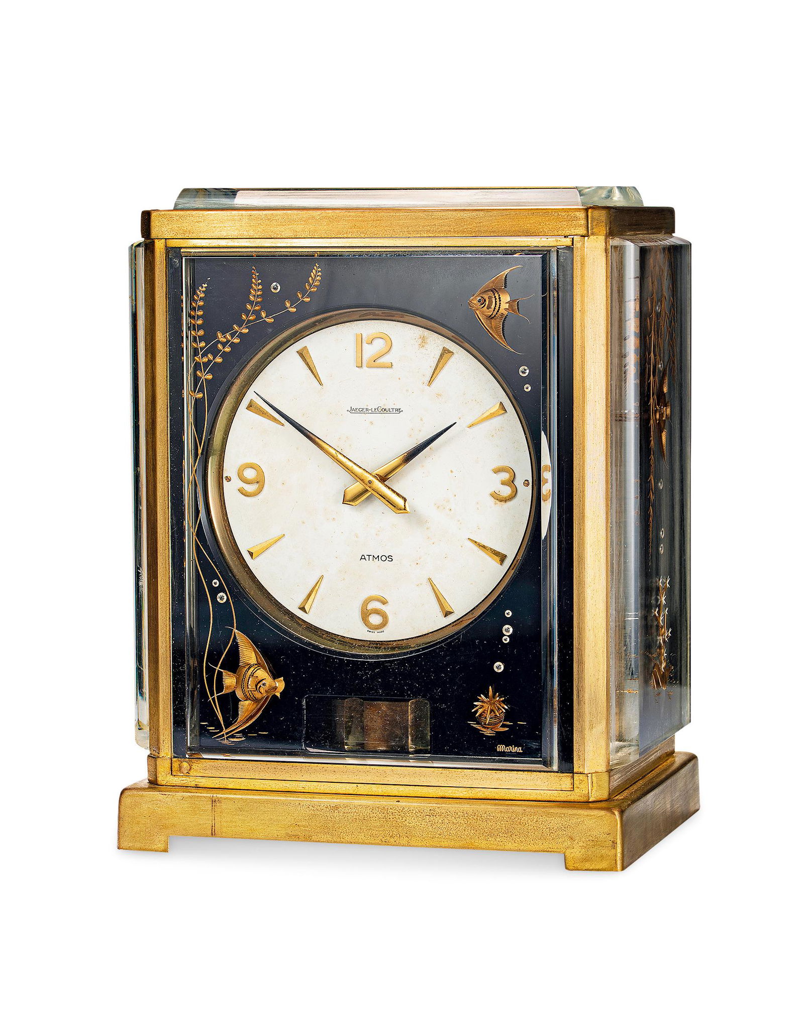 A GILT BRASS AND PLEXIGLASS ATMOS CLOCK (1 of 1)