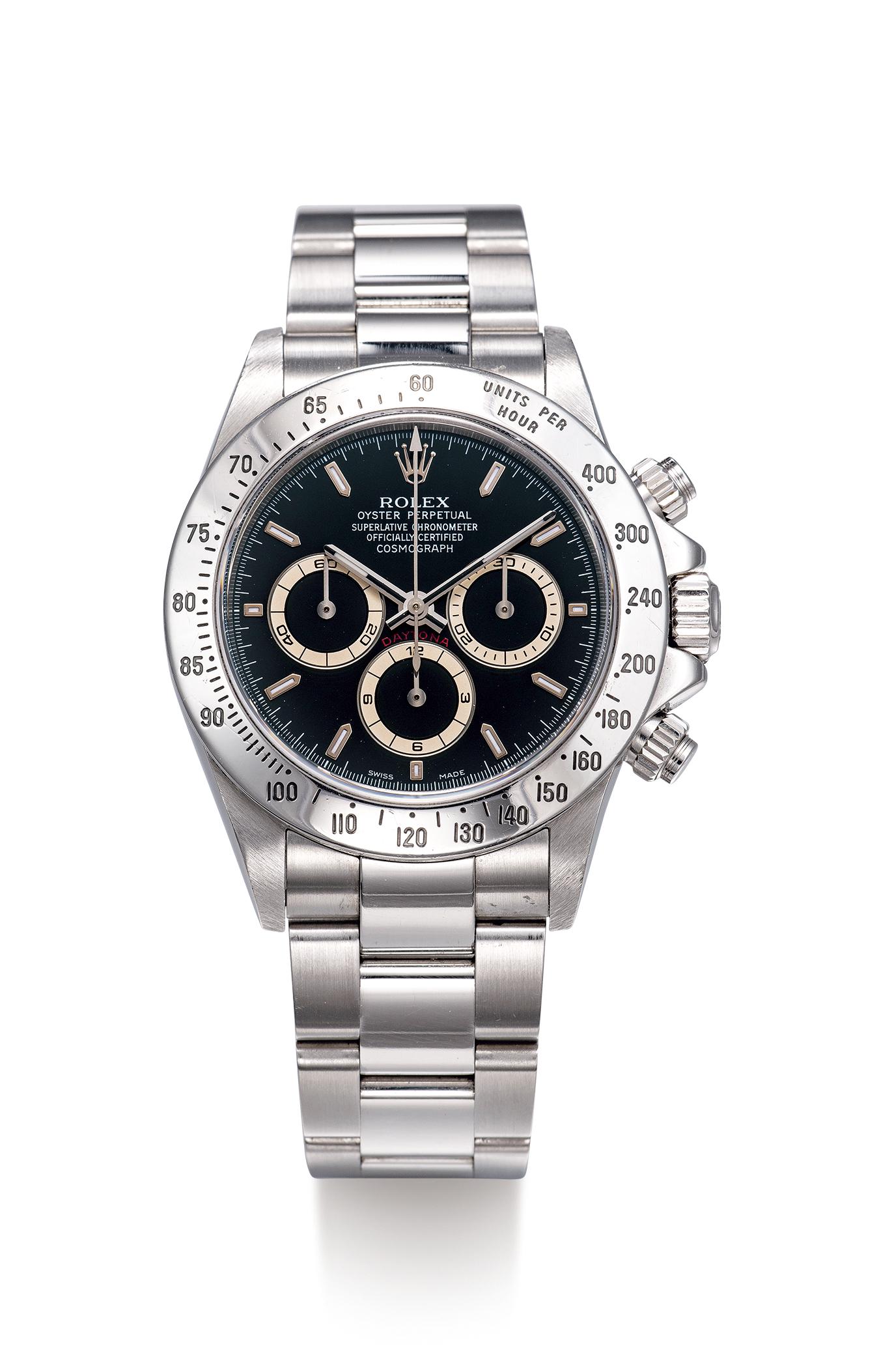 A STAINLESS STEEL CHRONOGRAPH AUTOMATIC BRACELET WATCH (1 of 1)