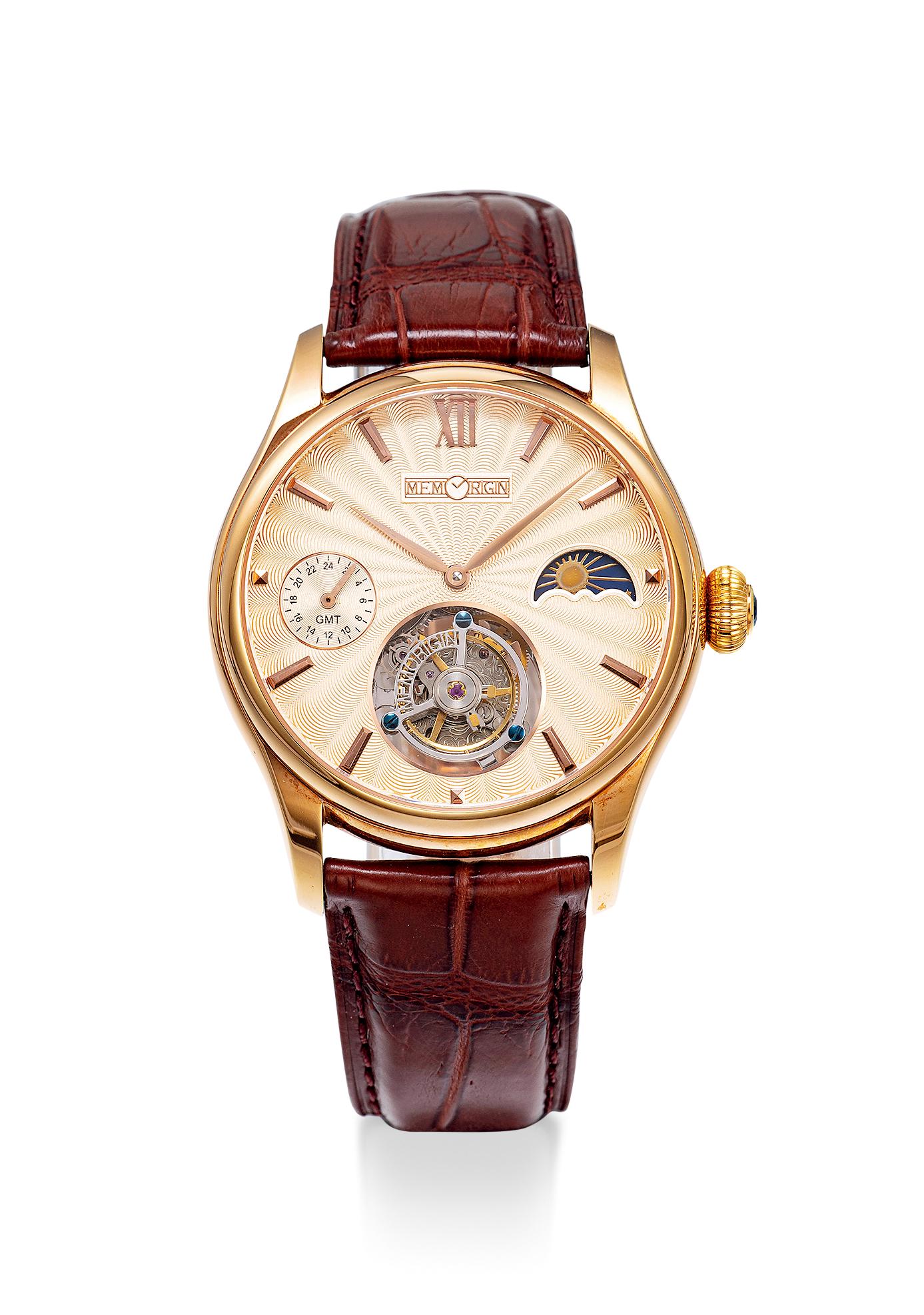 A STAINLESS STEEL DUAL TIME TOURBILLON MECHANICAL WATCH (1 of 1)