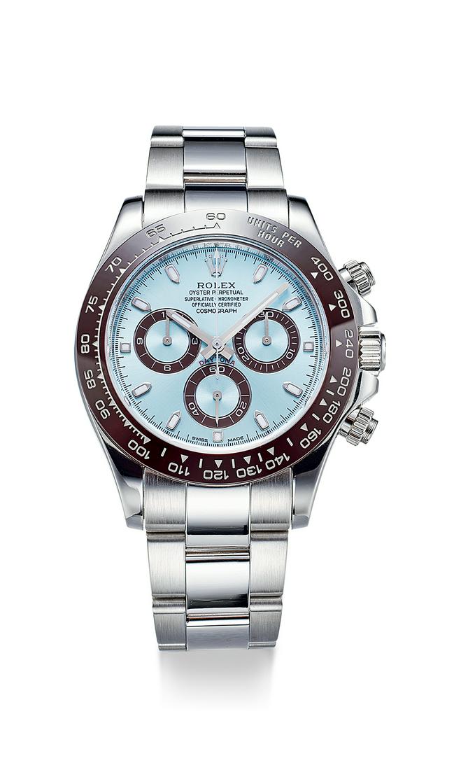 A PLATINUM CHRONOGRAPH AUTOMATIC BRACELET WATCH (1 of 1)