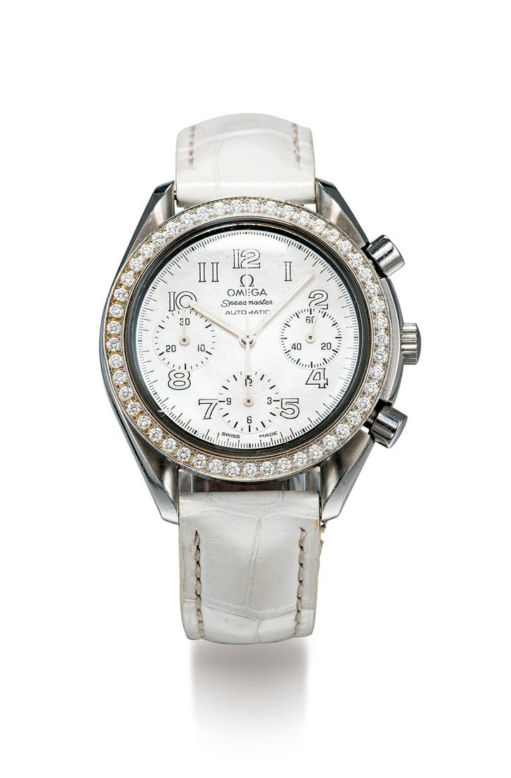 A STAINLESS STEEL & DIAMOND-SET CHRONOGRAPH AUTOMATIC WATCH (1 of 1)