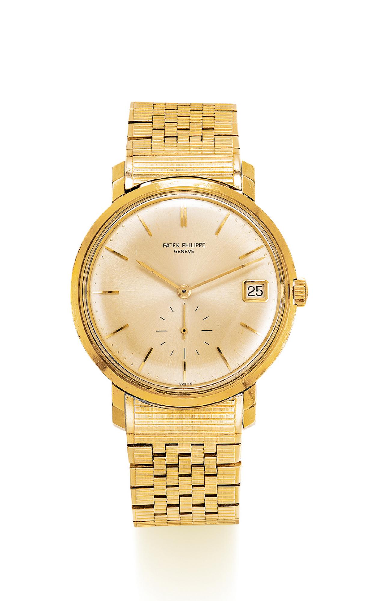 A YELLOW GOLD AUTOMATIC BRACELET WATCH (1 of 1)