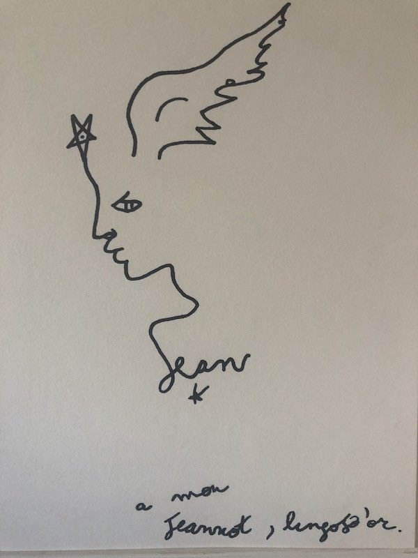 Jean Cocteau -Drawing on Paper: Jean Cocteau drawing on paper in the manner of Jean Cocteau. Sold unframed. It has no certificate of authenticity. SIZE: 9 x 12 inches (22x30 cm). Art drawing is on standard size, heavy stock paper, f