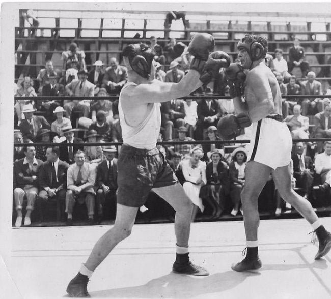 B&W Max Baer Sparring For JAMES J. Braddock- Photo: B&W Max Baer Sparring For JAMES J. Braddock- Photo Print Size: 8 x 10 Inches