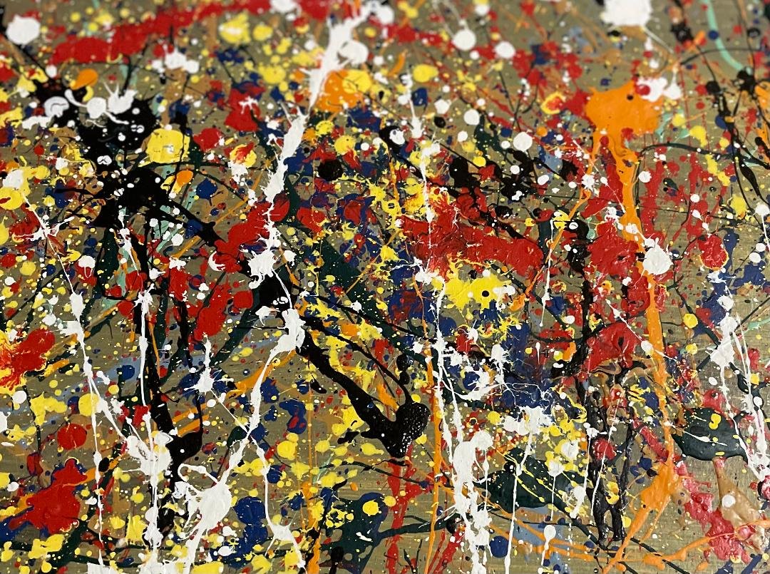 Jackson Pollack - Abstract Painting on Thick Paper: Jackson Pollack - Abstract Contemporary Expressionism on Thick Paper. Painting is done in the modern, abstract expressionist style for which Pollock is known. It is being sold in the manner or style o