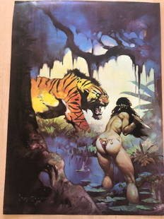 "The Fantastic Art of Frank Frazetta" Litho: FRANK FRAZETTA "Escape on Venus" Vintage Litho Prints that were printed in 1998. Stamp on verso.Size: 15 X 12 1/2 inches. Private New York Collection. Print will be packed and shipped on a tube.