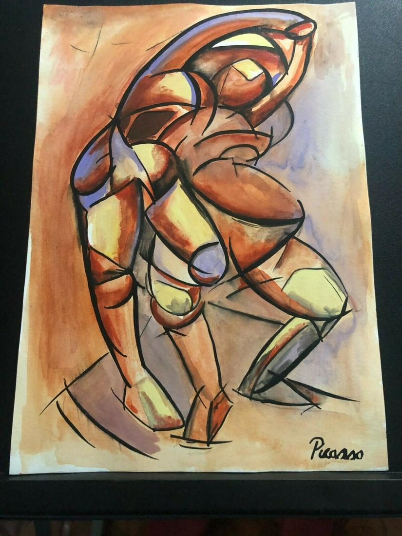(In Style Of) PABLO PICASSO - Watercolor Painting (1 of 3)