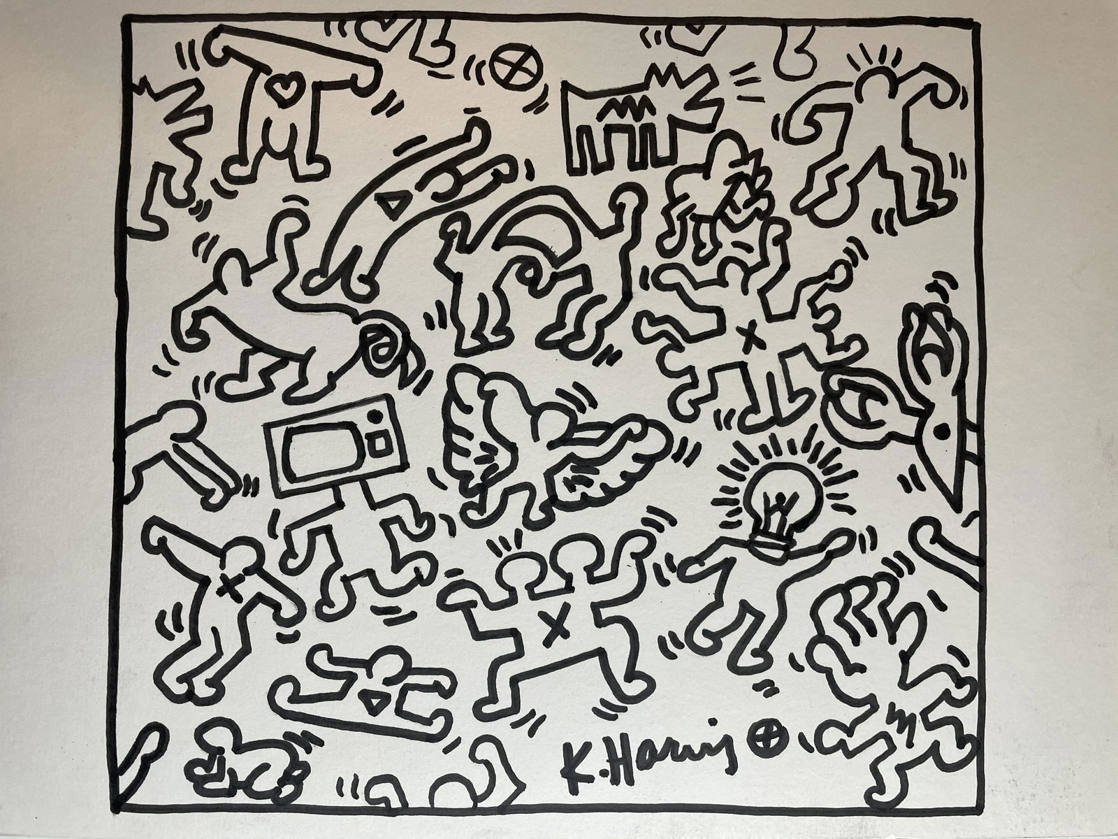 Haring Painting on Paper (In Style Of) (1 of 2)
