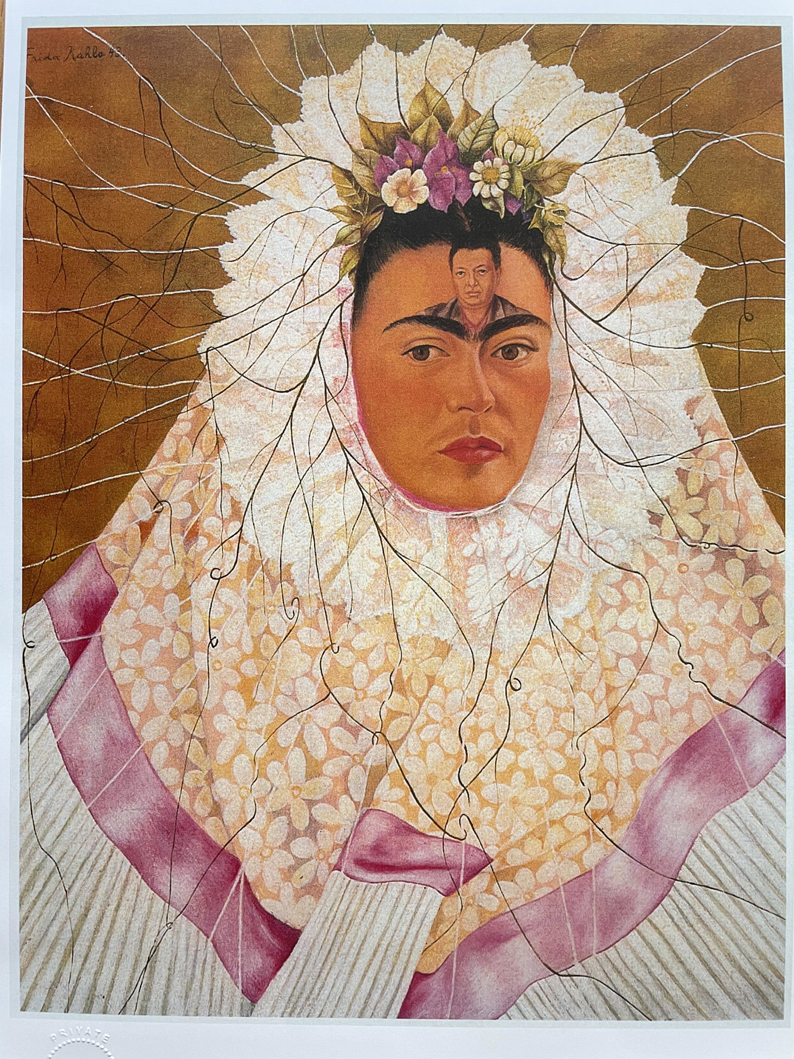 Frida Kahlo Print: Frida Kahlo Print. Unframed, Size 17x 11 inches. Embossed Stamp. Provenance: Private Collector.