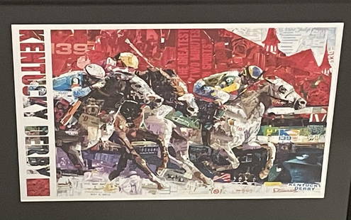 Derek Gores Kentucky Derby Horse Racing Framed Art: Derek Gores Kentucky Derby Horse Racing Framed Art. Frame is 13 x 10Art is 8 x 5.5 inches. The piece has no formal documentation or COA. Provenance Private Collector.
