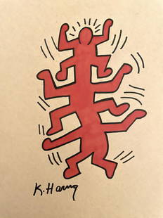 Keith Haring Mix Media Drawing Signed: Keith Haring Mix Media Drawing Signed. Keith Allen Haring (May 4, 1958. February 16, 1990) was an American artist whose pop art and graffiti-like work grew out of the New York City street culture of