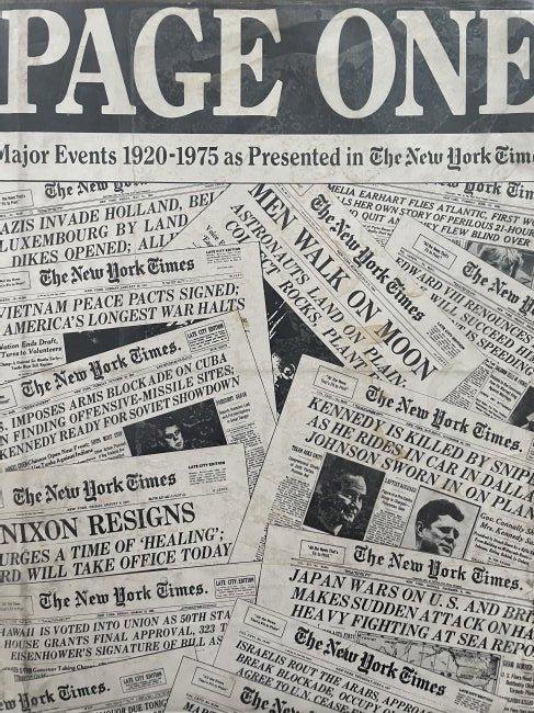 Page One Major Events 1920-1976 in The New York Times (1 of 3)