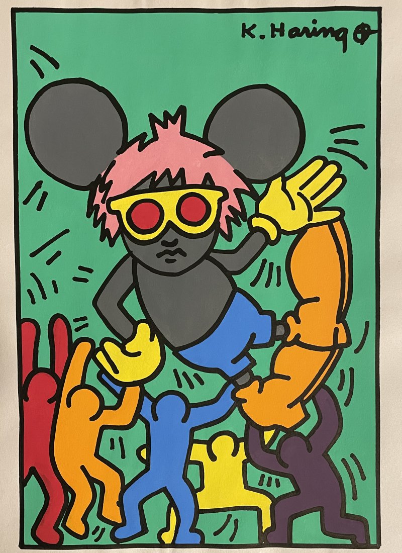 Keith Haring Drawing Pop Art and Watercolor (In Style): Keith Haring Drawing Pop Art and Watercolor (In Style Of) PROVENANCE:Private Collection. DIMENSIONS: unframe approx. 11.5 " x 8.5 "Condition ReportCONDITION