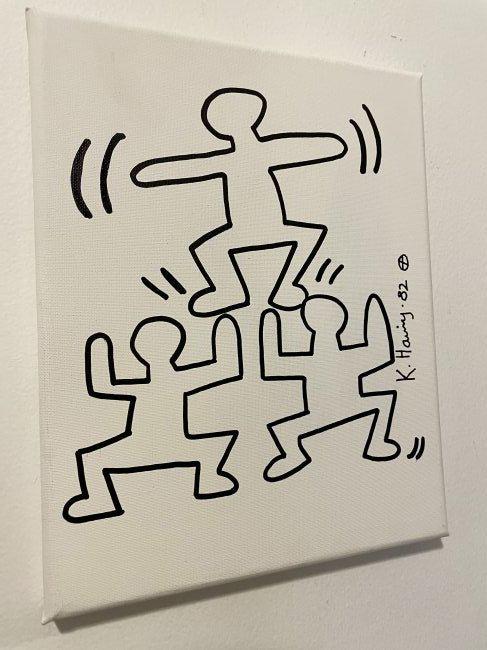 Keith Haring Drawing Pop Art on Canvas: Keith Haring Drawing Pop Art on Canvas . Keith Allen Haring (May 4, 1958. February 16, 1990) was an American artist whose pop art and graffiti-like work grew out of the New York City street culture of