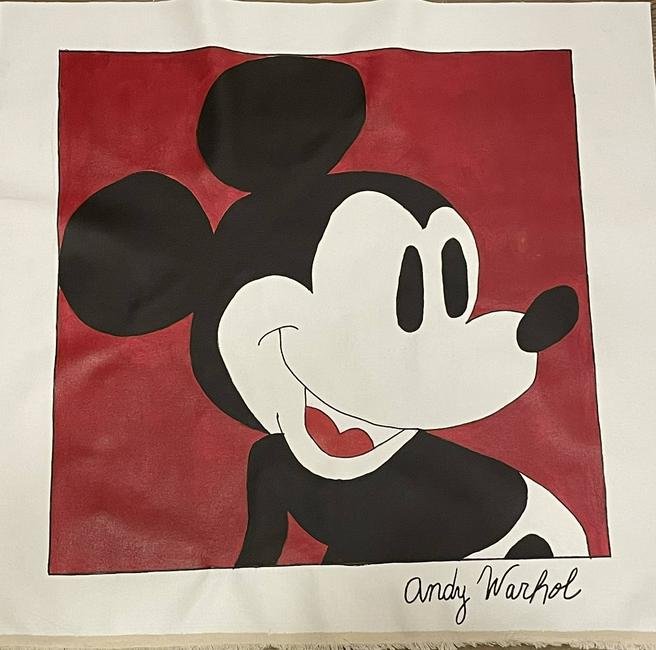 Andy Warhol Painting On Canvas Unstretched (LARGE): Andy Warhol painting on canvas unstretched. This painting is being sold in the manner of the artist. The painting does not have a Certificate of Authenticity, providence, or other documents. Sold as-i