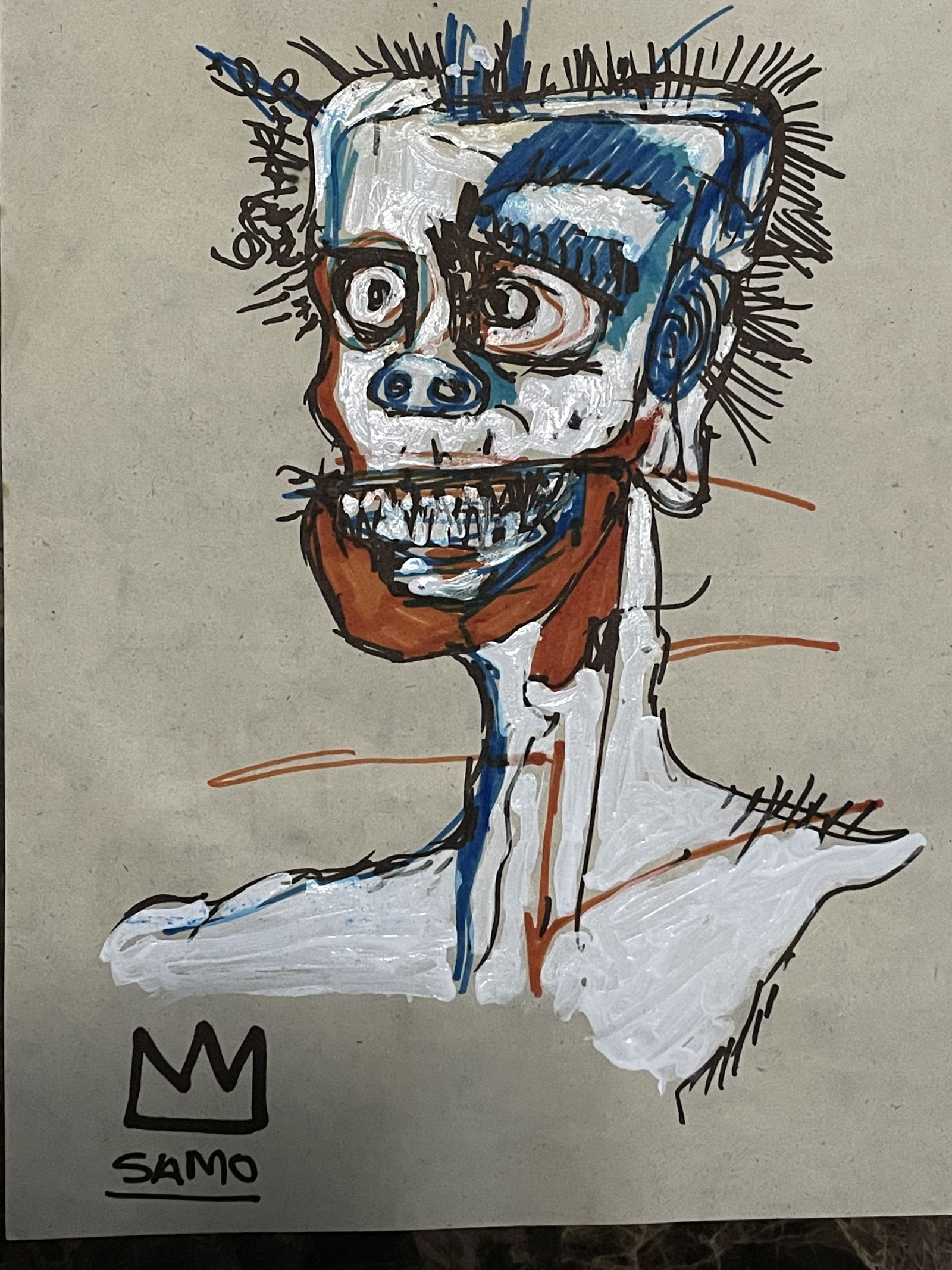 Jean-Michel Basquiat media drawing on Paper. (1 of 2)