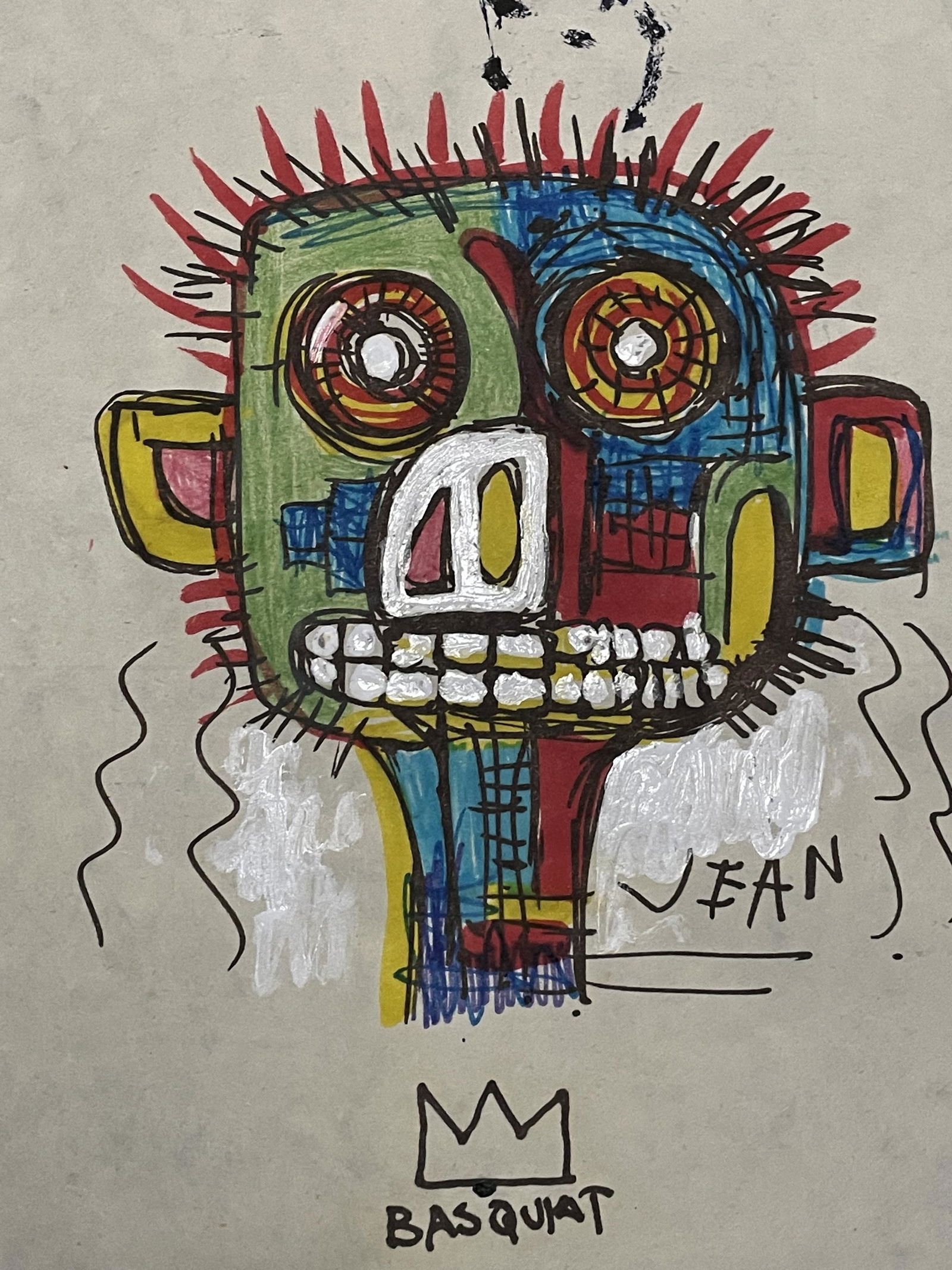 Jean-Michel Basquiat media drawing on Paper. (1 of 2)