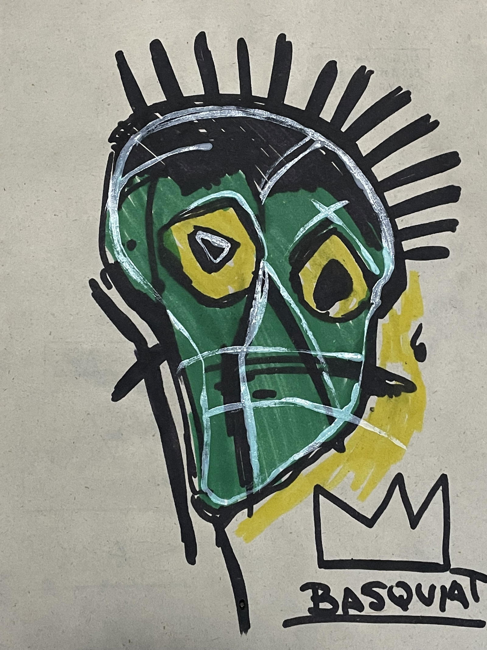 Jean-Michel Basquiat mix media drawing on Paper. (1 of 2)