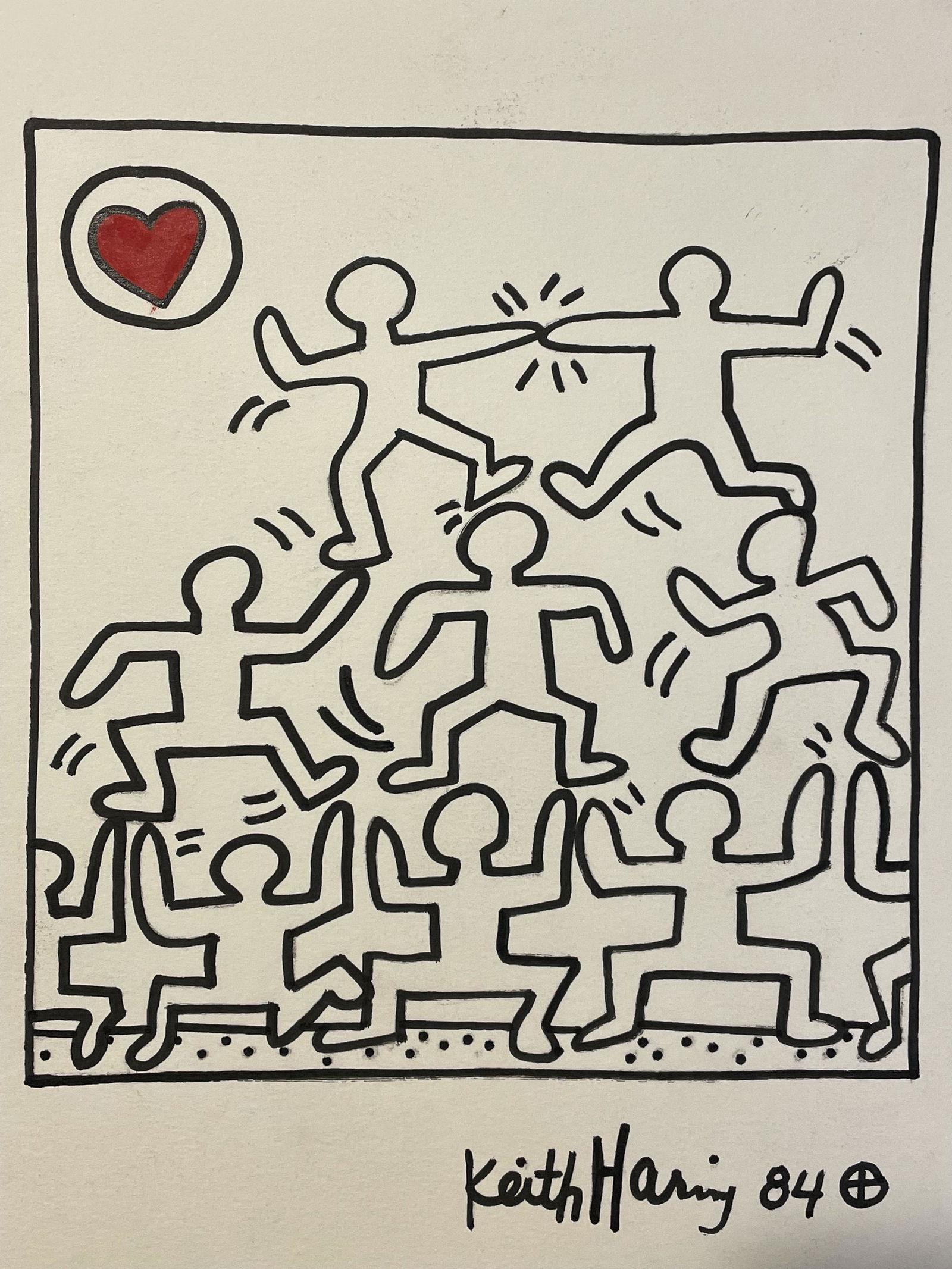 Haring, Untitled, Painting on Paper (In Style Of) (1 of 2)