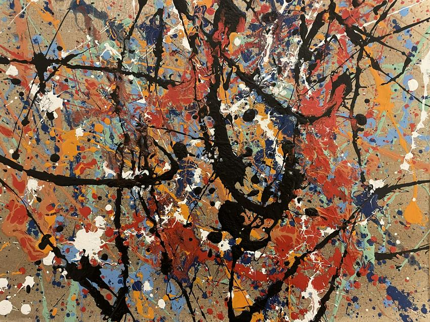 jackson Pollock Abstract Painting on Paper: Jackson Pollock Abstract Painting on Paper -Approx Painting Size: 12 x 9 Inches. Jackson Pollack is famous for helping to create a whole new art movement called Abstract Expressionism. Abstract Expres