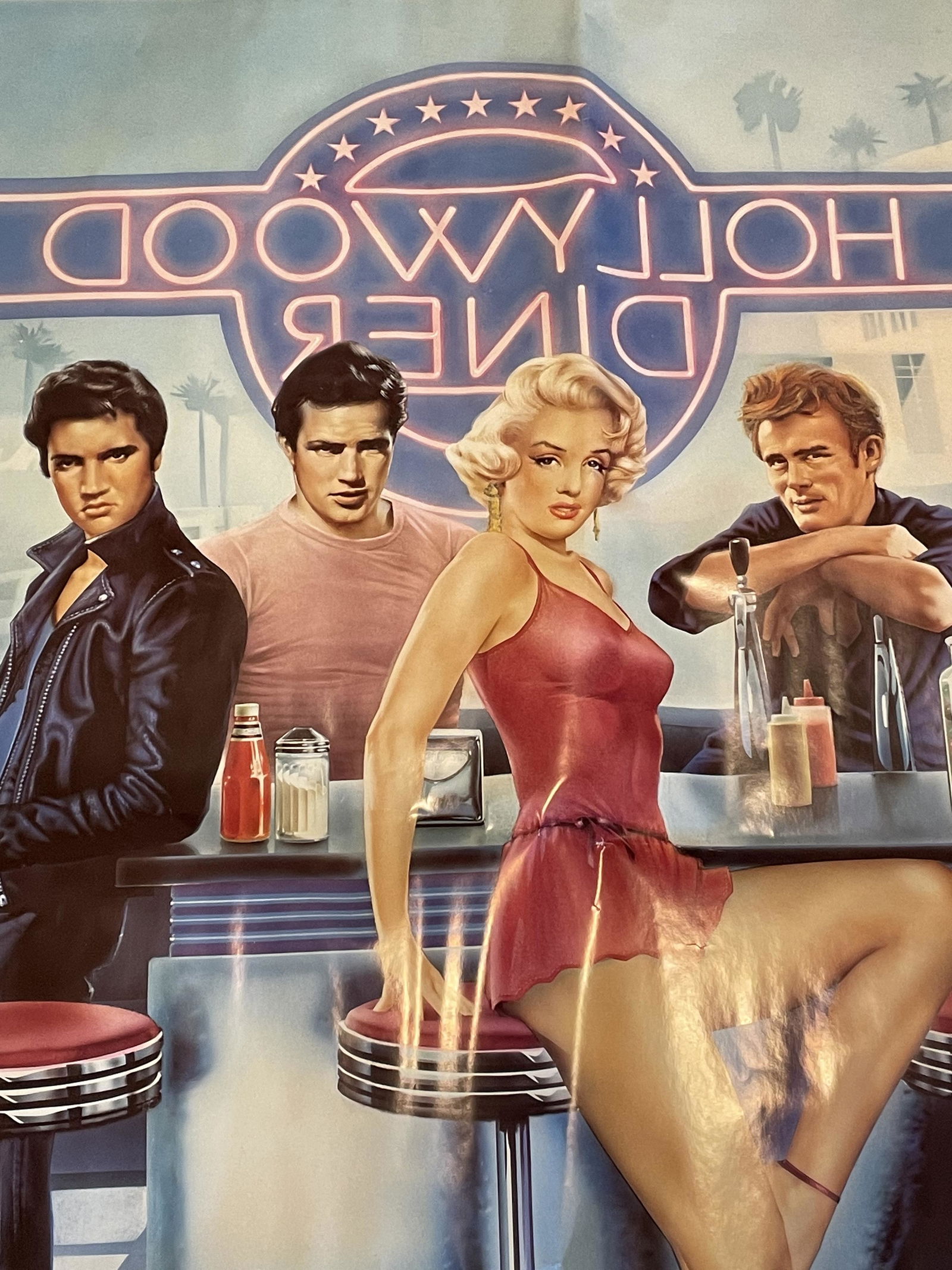 Vintage Poster 1990 Hollywood Diner With Elvis Marlyn Marlon James
