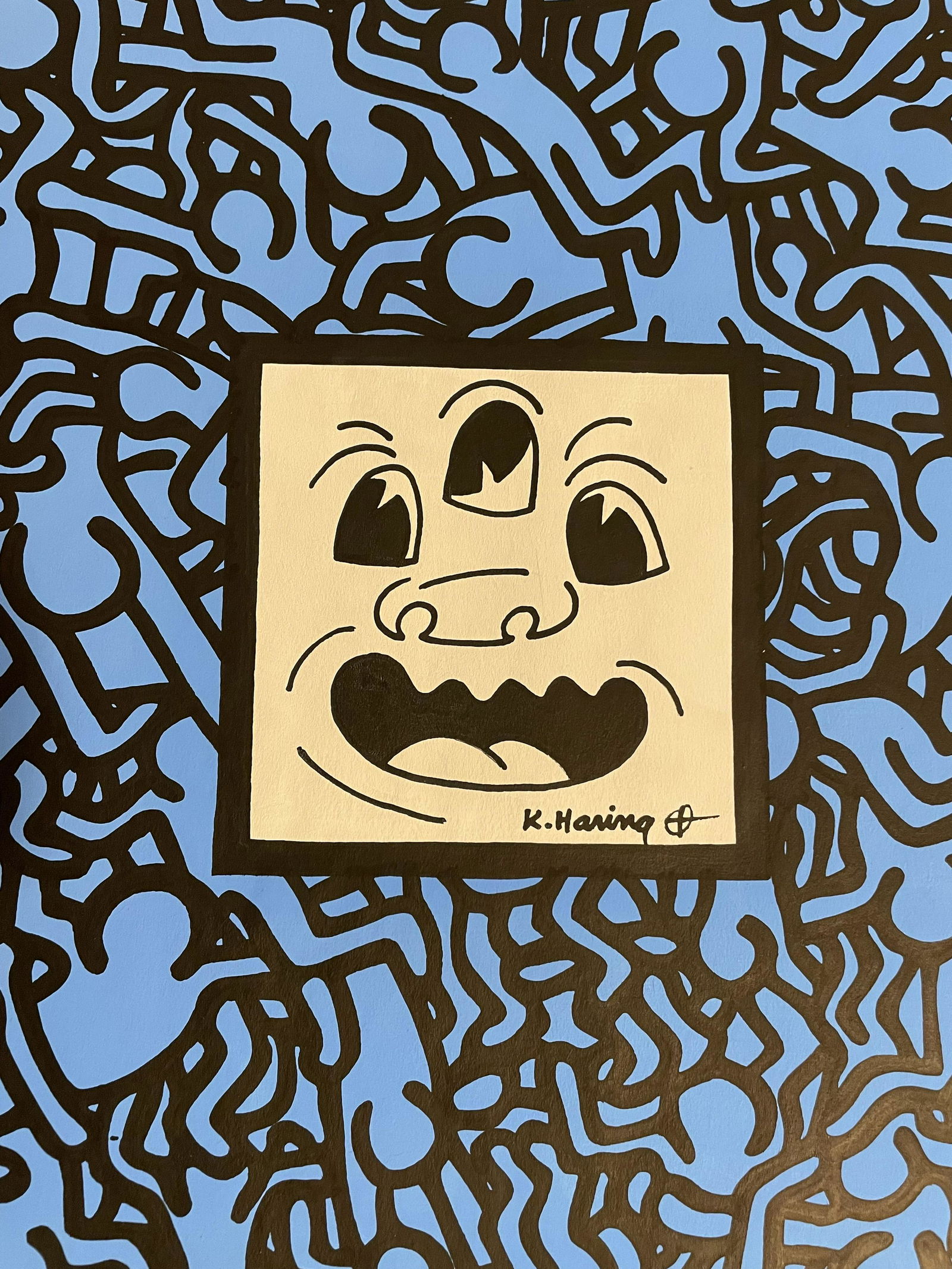 Keith Haring Drawing Pop Art and Watercolor (In Style): In the Style of Keith Haring- Drawing and Watercolor Painting on paper, signed artwork, Unframed. This is not a print, the drawing was acquired from an estate sale. It does not come with any paperwork