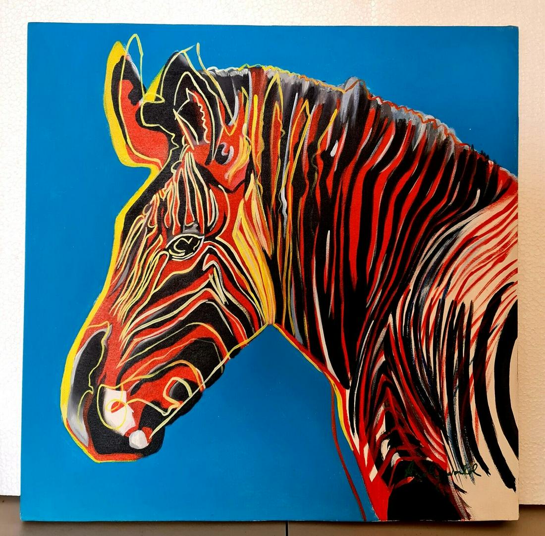 Andy Warhol Oil Painting on Canvas: Andy Warhol's Oil Painting on Canvas (Style of). Approx. Size: 60cm x 60cm. The piece has no formal documentation or COA. Provenance Private Collector.