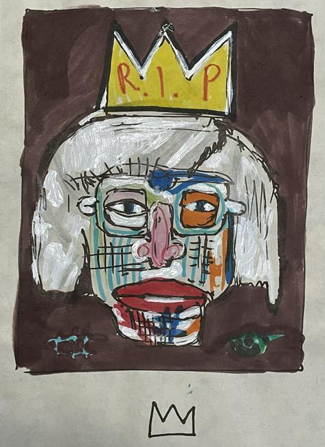 Jean-Michel Basquiat media drawing on Paper. (1 of 2)