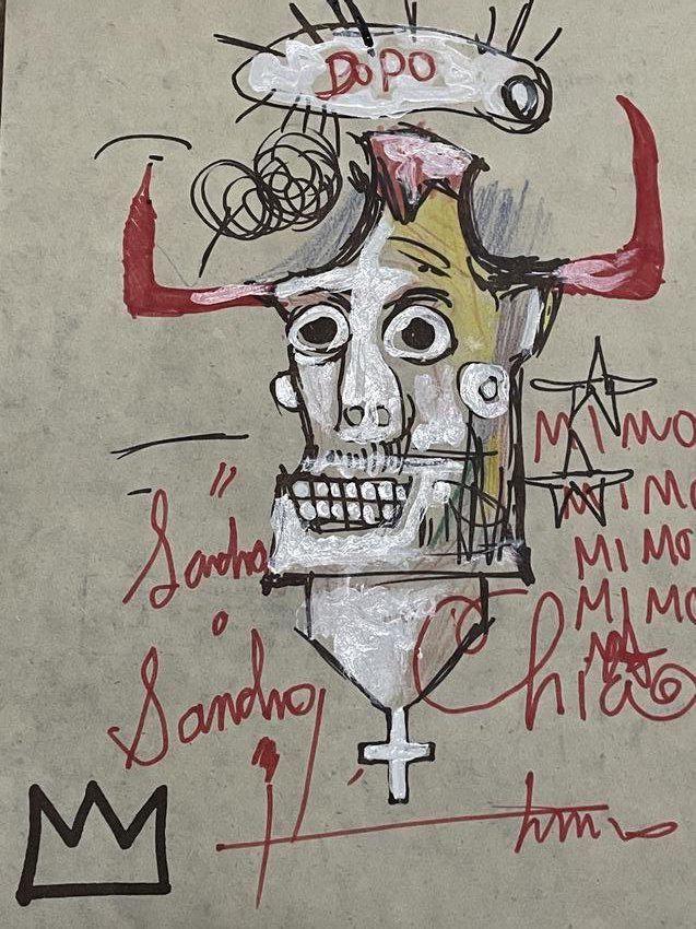 Jean-Michel Basquiat media drawing on Paper. (1 of 2)