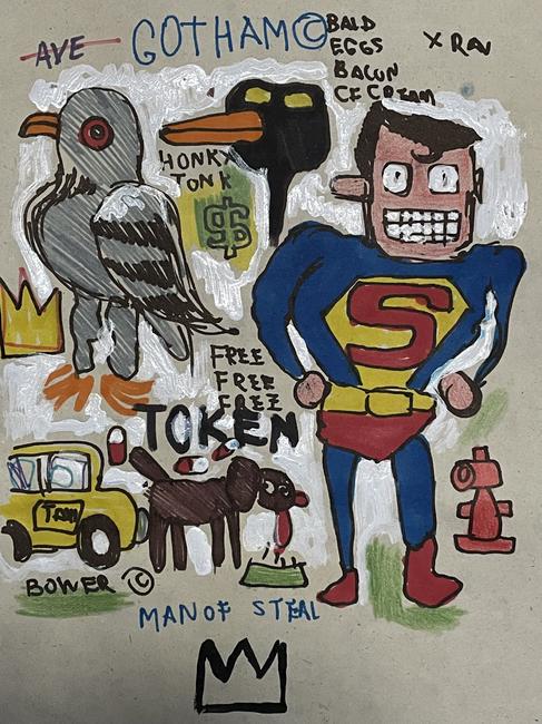 Jean-Michel Basquiat media drawing on Paper. (1 of 2)