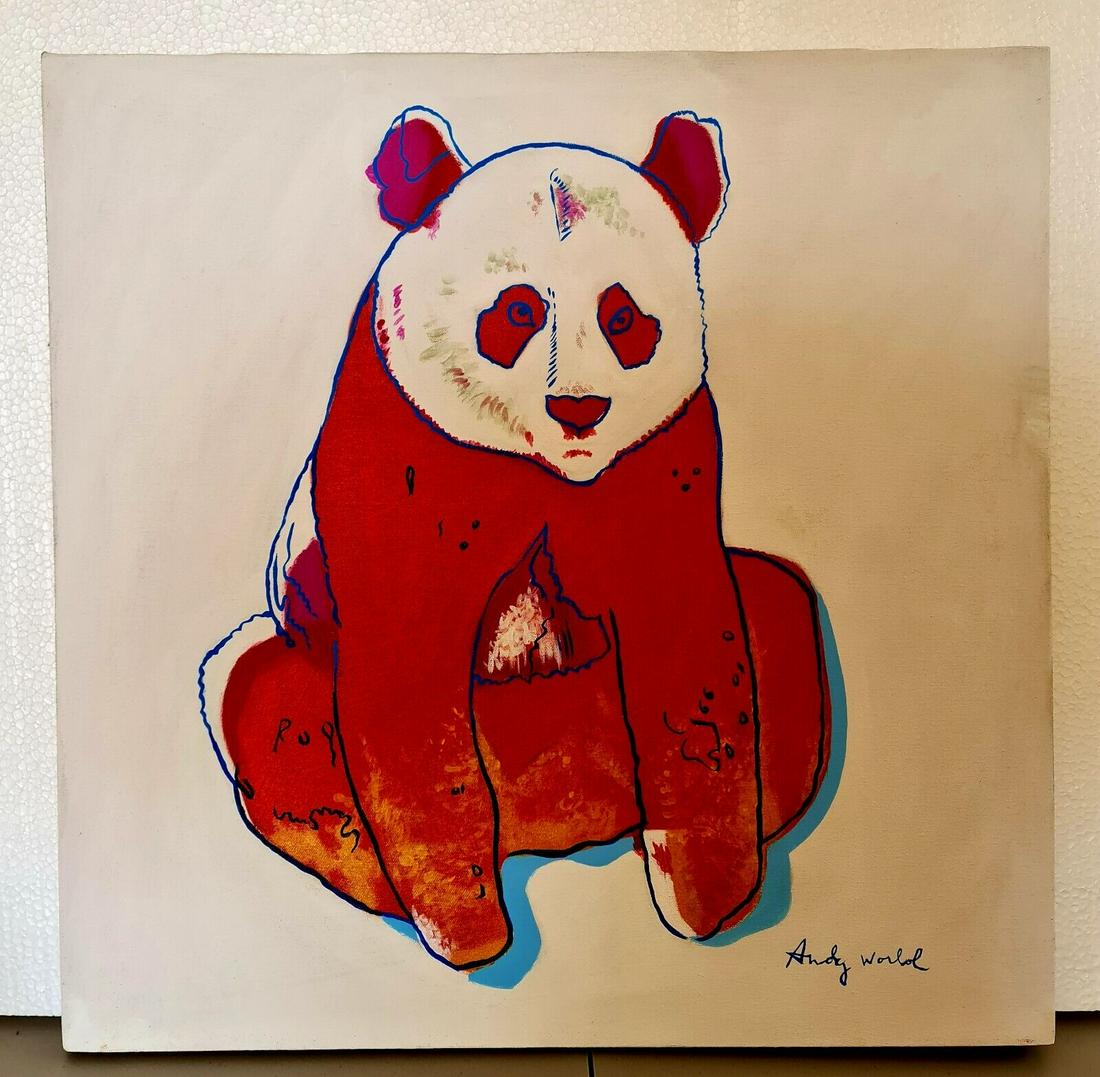 Andy Warhol Oil Painting on Canvas: Andy Warhol's Oil Painting on Canvas (Style of). Approx. Size: 60cm x 60cm. The piece has no formal documentation or COA. Provenance Private Collector.
