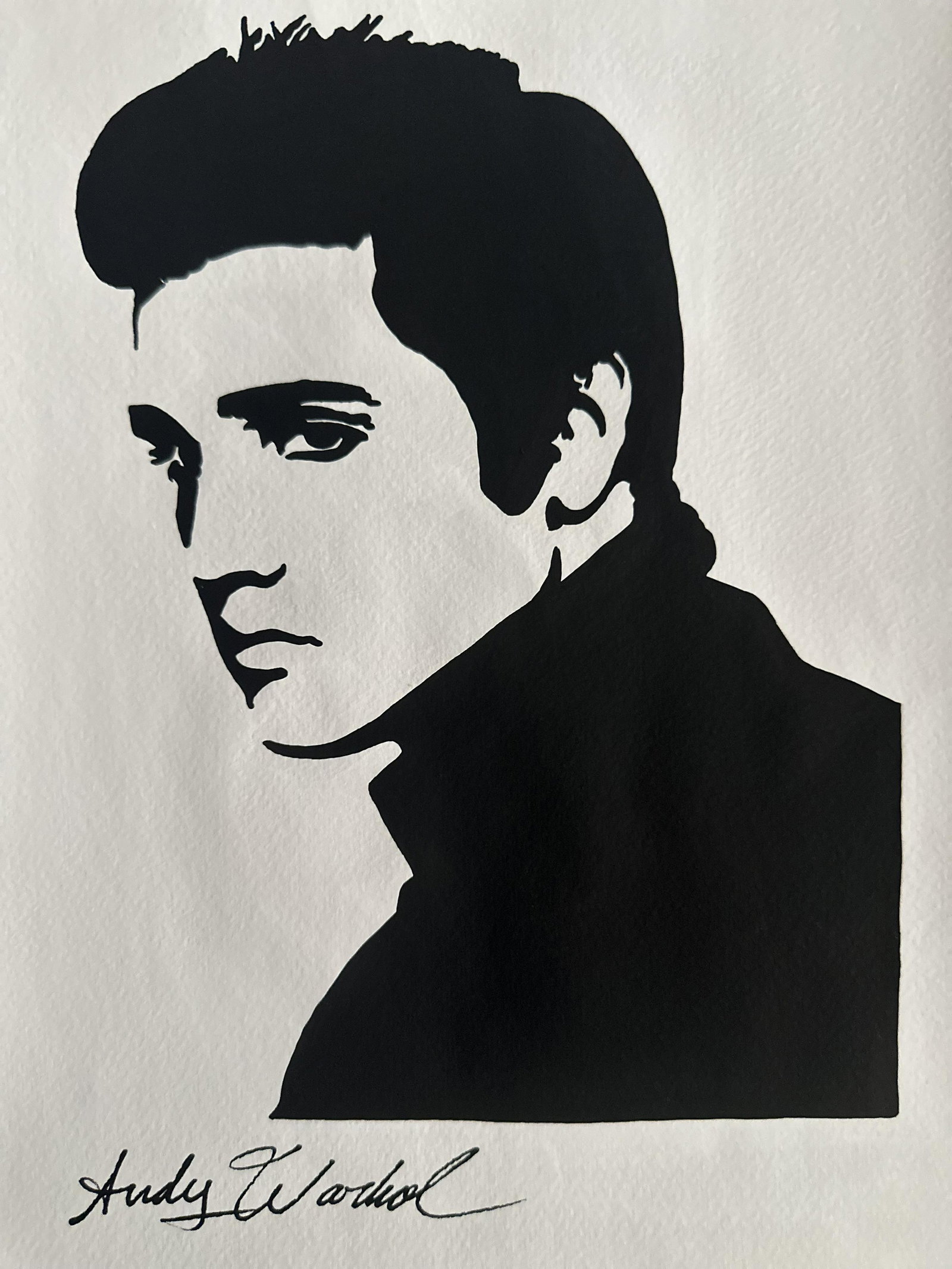 Signed Andy Warhol Mixed Media on Paper: Signed Andy Warhol Mixed Media on Paper, Stamp on verso inscribed Authorized by the Andy Warhol Foundation. Size Approx Size: 11 3/4 x 8 1/2 inches. NY Collector. No COA or Documents. Sold as is to th