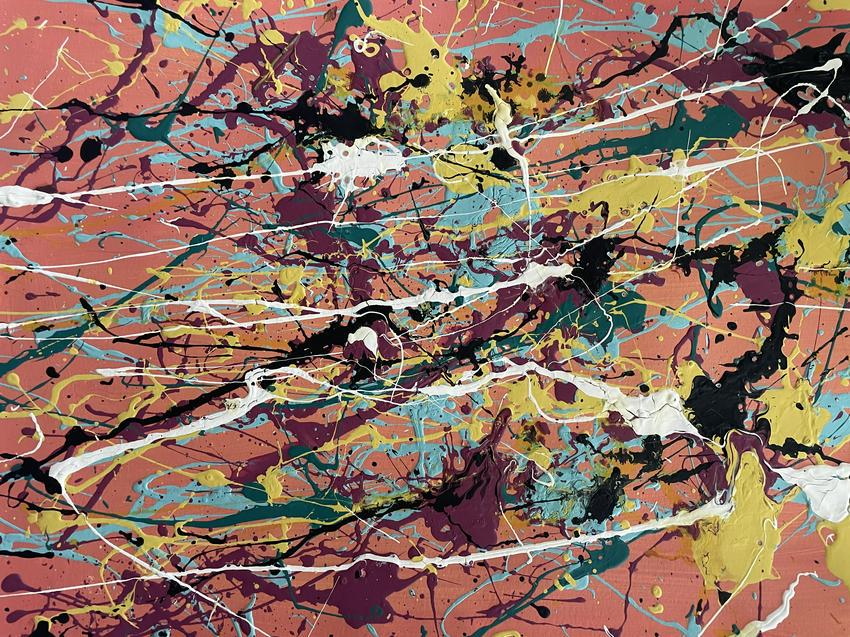 Jackson Pollock Abstract Painting on Paper: Jackson Pollock Abstract Painting on Paper -Approx Painting Size: 12 x 9 Inches. Jackson Pollack is famous for helping to create a whole new art movement called Abstract Expressionism. Abstract Expres