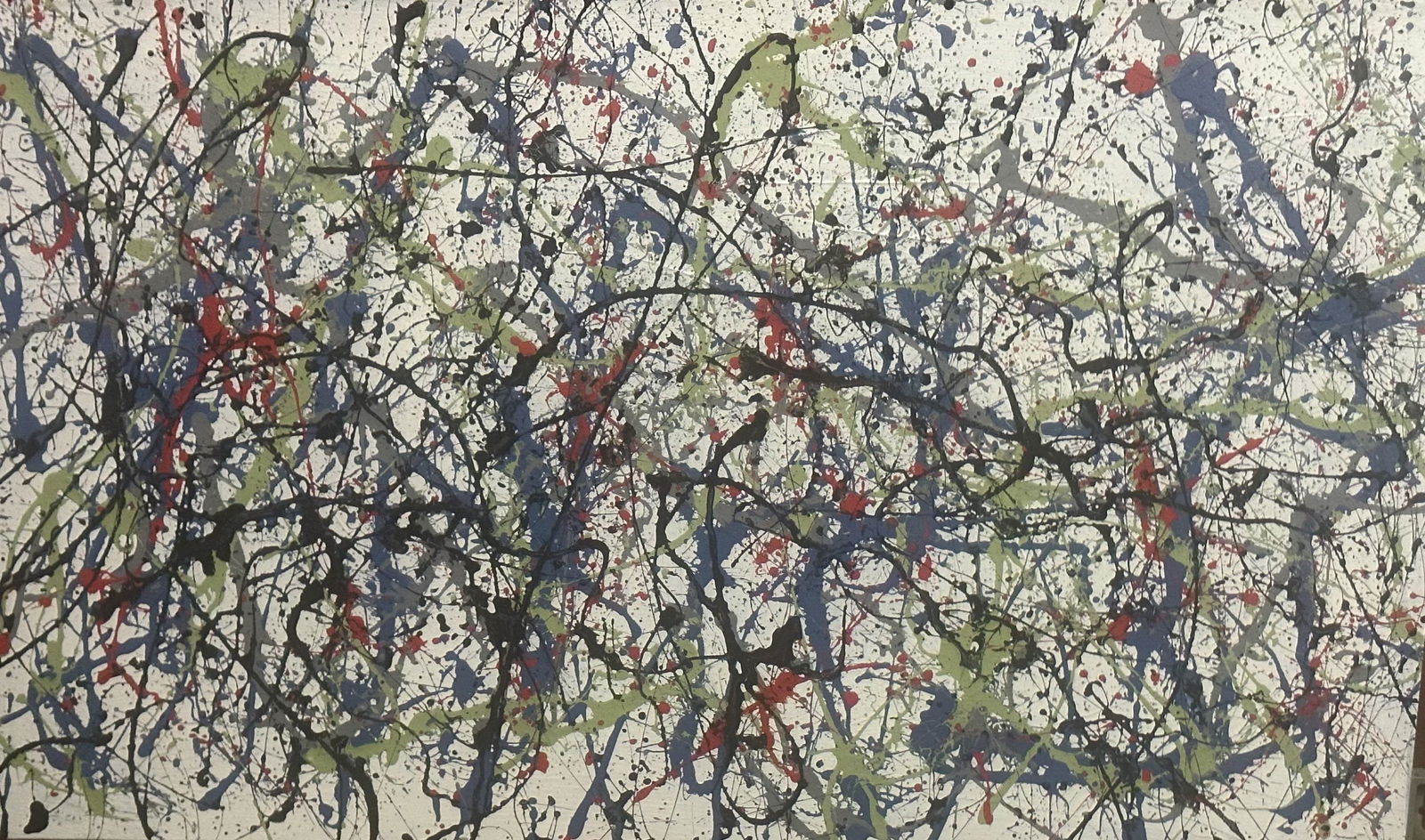 Jackson Pollock Abstract Painting on Canvas: Jackson Pollock Abstract Painting on Stretched Canvas -Approx Painting Size: 60 x 35 Inches. NY Collector. Painting is done in the modern, abstract expressionist style of Jackson Pollack without docum