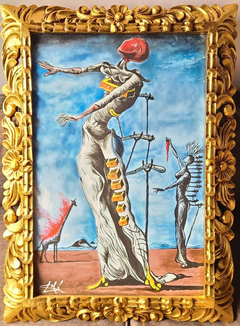 SALVADOR DALI OIL on Canvas Painting: SALVADOR DALI OIL on Canvas Painting Signed, Stamped, and Framed. Private NY Collector. All lots that do not carry established documented provenance nor any past record of auction history record are d