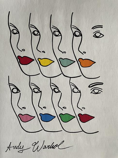 Signed Andy Warhol Mixed Media on Paper: Signed Andy Warhol Mixed Media on Paper, Stamp on verso inscribed Authorized by the Andy Warhol Foundation. Size Approx Size: 11 3/4 x 8 1/2 inches. NY Collector. No COA or Documents. Sold as is to th