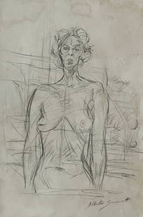 Alberto Giacometti mixed media Drawings on paper: Alberto Giacometti mixed media Drawings on paper, (STYLE OF) signed and stamped. Measures Approx.12.6 inches x 8.4 inches32 cm x 21.4 cm
