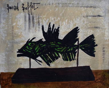 Abstract Acrylic Canvas Signed Bernard Buffet, 20th Century Modern Art: Abstract Acrylic Canvas Signed Bernard Buffet, 20th Century Modern Art. Size Approximately 42.5 by 52 centimeters.