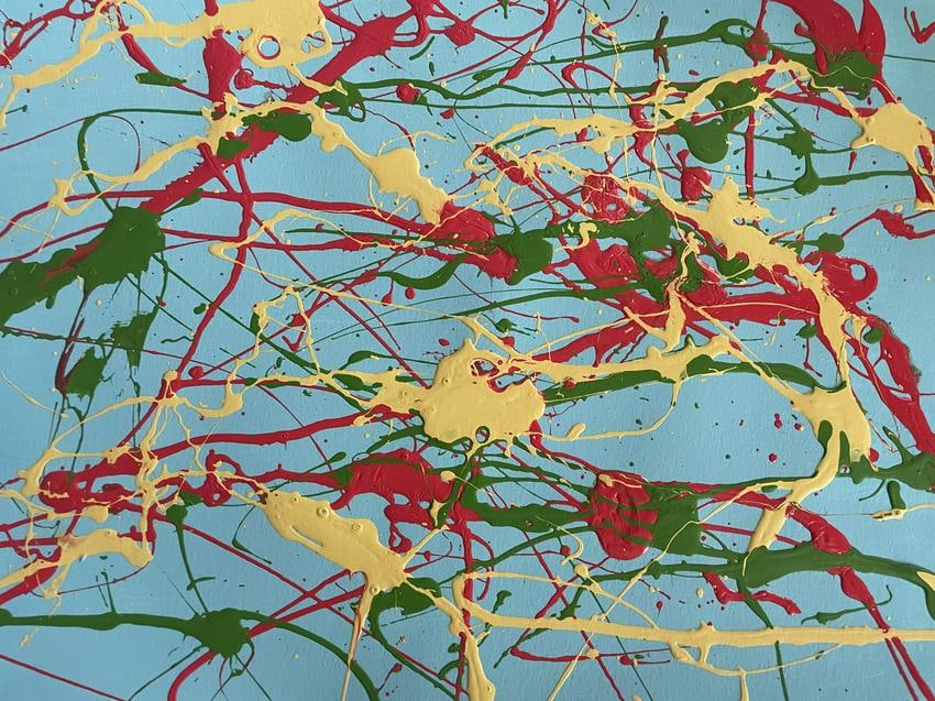 Jackson Pollock Abstract Painting on Paper: Jackson Pollock Abstract Painting on Paper -Approx Painting Size: 12 x 9 Inches. Jackson Pollack is famous for helping to create a whole new art movement called Abstract Expressionism. Abstract Expres