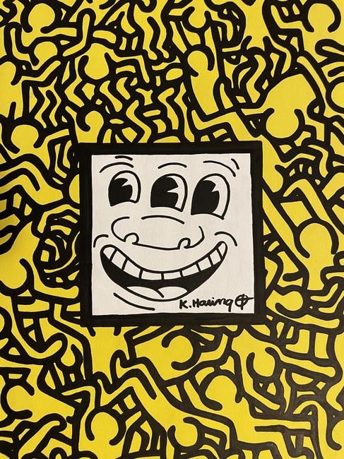 Keith Haring- Drawing and Watercolor Painting on paper: In the Style of Keith Haring- Drawing and Watercolor Painting on paper, signed artwork, Unframed. This is not a print, the drawing was acquired from an estate sale. It does not come with any paperwork