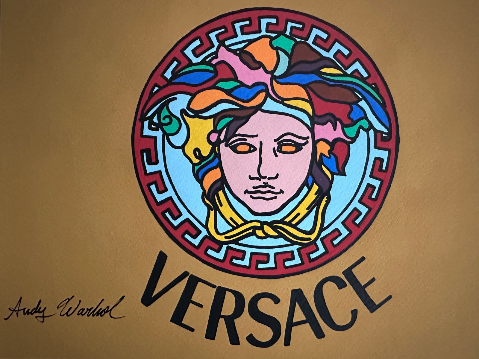 Andy Warhol Mixed Media on Paper: Andy Warhol Mixed Media on Paper, Stamp on verso inscribed Authorized by the Andy Warhol Foundation. Size Approx Size: 11 3/4 x 8 1/2 inches. NY Collector. No COA or Documents. Sold as is to the manne