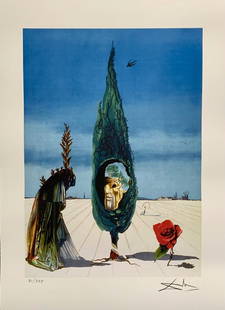 Salvador Dali -Print: Salvador Dali - Signed & Numbered Print. This piece is a facsimile signed on the lower right. Pencil numbered from an edition of 375. The paper measures 17" x 12". The image measures 13" x 9" Made on