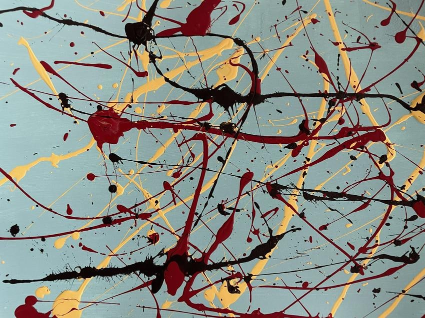 Jackson Pollock Abstract Painting on Paper: Jackson Pollock Abstract Painting on Paper -Approx Painting Size: 11x11.5 Inches. Jackson Pollack is famous for helping to create a whole new art movement called Abstract Expressionism. Abstract Expre